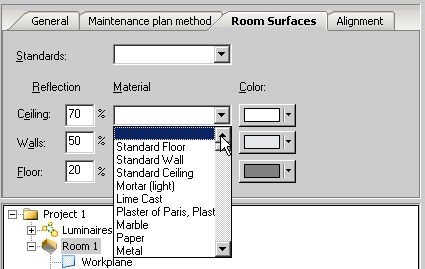 Edit room data – Room surfaces