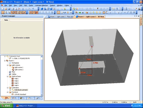 The tape measure function in the 3D view