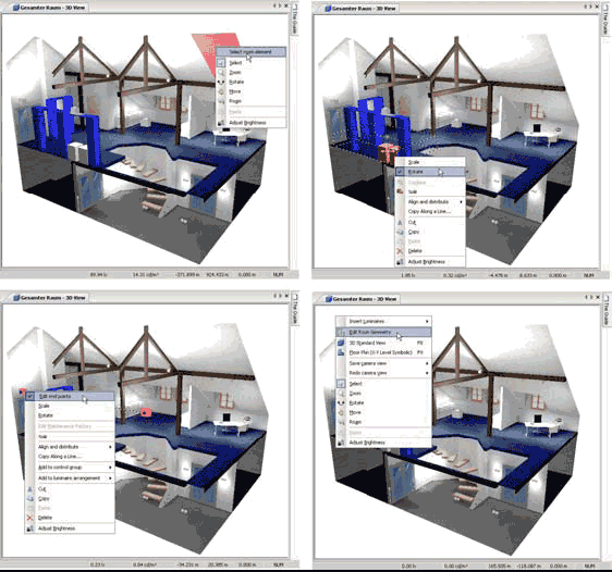 3D CAD window context menu