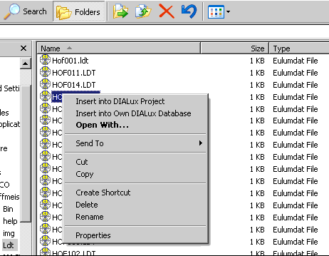 Explorer context menu whilst DIALux 4.5 is running